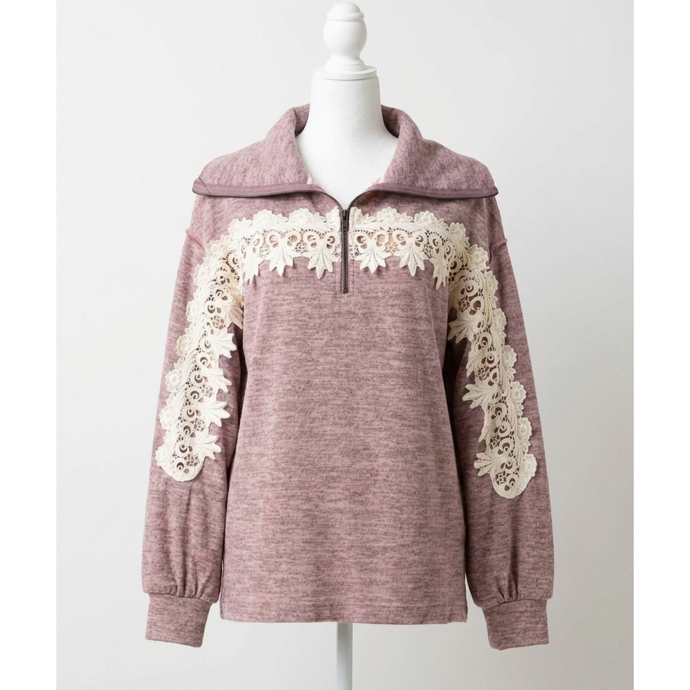 NEW ENTRO all about the lace pullover in mauve